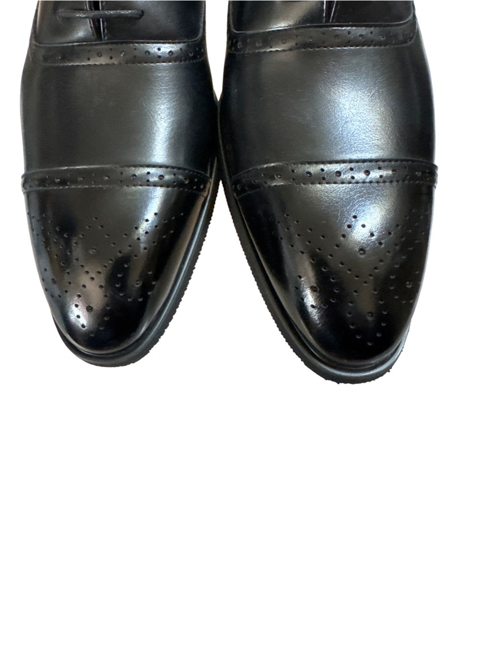 Classic Men’s Black Leather Cap-Toe Oxfords - Picture 7 of 9